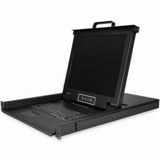 RKCONS1708K<BR>ラックマウント対応KVMコンソールドロワー VGA対応17インチLCD 1U 8ポートKVMスイッチ搭載 1280x1024<BR>スターテック・ドットコム㈱