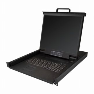 RKCONS1901<BR>ラックマウント対応KVMコンソールドロワー VGA対応19インチLCD 1U シングルKVMスイッチ 1280x1024<BR>スターテック・ドットコム㈱