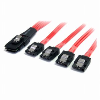 SAS8087S450<BR>50cm SFF-8087(Mini SAS 36ピン)-4x ラッチ付SATA(7ピン)ケーブル Serial Attached SCSI-シリアルATAファンアウトケーブル SATA 3.0 6Gbps<BR>スターテック・ドットコム㈱