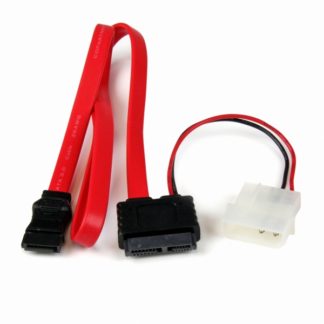 SLSATAF20<BR>50cm Slimline SATA変換ケーブル 1x SlimlineシリアルATA 7+6 ピン - 1x ペリフェラル電源 4ピン オス & 1x SATA 7ピン<BR>スターテック・ドットコム㈱