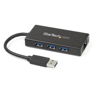 ST3300GU3B3ポートUSB 3.0ハブ付きギガビットEthernet対応LANアダプタ (アルミ筐体、本体一体型ケーブル) USB3.0接続イーサネット対応有線LANアダプタスターテック・ドットコム㈱