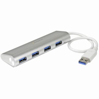 ST43004UA4ポート ポータブル USB3.0ハブ (ケーブル内蔵) 1x USB A (オス) - 4x USB 3.0 A (メス) シルバー&ホワイトスターテック・ドットコム㈱