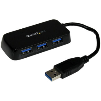 ST4300MINU3B<BR>4ポート SuperSpeed USB3.0ハブ ポータブルミニUSB Hub 1x USB A (オス)-4x USB 3.0 A (メス) ブラック<BR>スターテック・ドットコム㈱