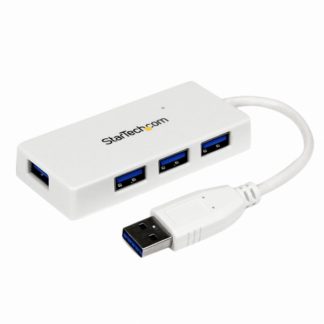 ST4300MINU3W<BR>4ポート SuperSpeed USB3.0ハブ ポータブルミニUSB Hub 1x USB A (オス)-4x USB 3.0 A (メス) ホワイト<BR>スターテック・ドットコム㈱