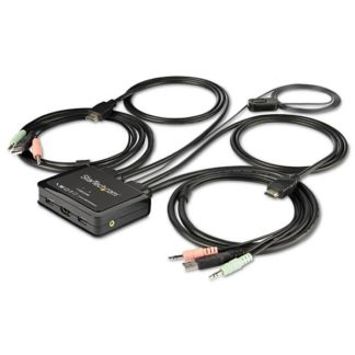 SV211HDUA4K<BR>ケーブル一体型 2ポート USB HDMI対応KVMスイッチ 4K/60Hz対応PC切替器 1.5mケーブル長 3.5mmオーディオ対応<BR>スターテック・ドットコム㈱