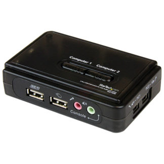 SV211KUSB<BR>2ポートUSB接続KVMスイッチ(オーディオ対応/ケーブル付属) 2台用PCパソコン/CPU切替器(ブラック) 解像度2048x1536<BR>スターテック・ドットコム㈱