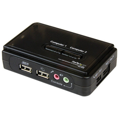 SV211KUSB2ポートUSB接続KVMスイッチ(オーディオ対応/ケーブル付属) 2台用PCパソコン/CPU切替器(ブラック) 解像度2048x1536スターテック・ドットコム㈱