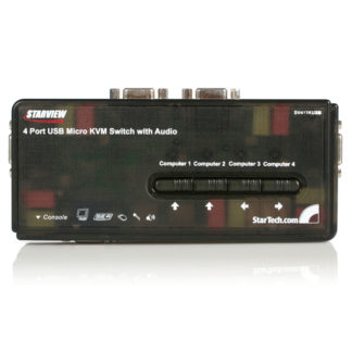 SV411KUSB<BR>4ポートUSB接続KVMスイッチ(オーディオ対応/ケーブル付属) 4台用PCパソコン/CPU切替器(ブラック) 解像度2048x1536<BR>スターテック・ドットコム㈱