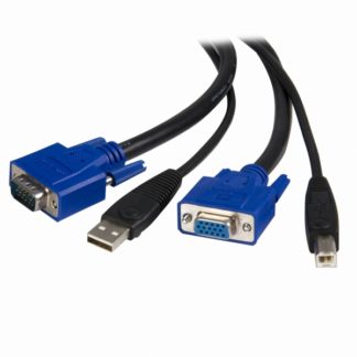 SVUSB2N1_61.8m パソコン自動切替器専用KVMケーブル 2 in 1 USB/VGA KVMケーブル(ブラック) USB A/D-Sub 15ピン(オス)ーUSB B/D-Sub 15ピン(メス)スターテック・ドットコム㈱