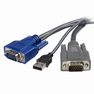 SVUSBVGA10<BR>3m パソコン自動切替器専用極細KVMケーブル 2 in 1 USB/VGA KVMケーブル ブラック D-Sub 15ピン オス - USB A / D-Sub 15ピン オス<BR>スターテック・ドットコム㈱