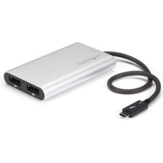 TB32DP2T<BR>Thunderbolt 3 - 2ポートDisplayPort変換アダプタ 4K/60Hz Mac と Windows に対応 USB Type-C(オス) - 2x DP/ディスプレイポート(メス)<BR>スターテック・ドットコム㈱