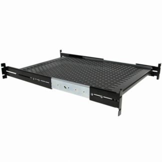 UNISLDSHF19<BR>2U 放熱穴付スライド式サーバーラック棚板/収納棚(奥行き調整可能) 耐荷重22.7kg 奥行き510-740mmに対応 ロックキング機能付き<BR>スターテック・ドットコム㈱