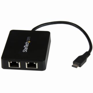 US1GC301AU2RUSB-C接続2ポートギガビット有線LAN変換アダプタ USB 3.0 Aポート x1付き USB Type-C(オス) - 2x RJ45(メス)スターテック・ドットコム㈱