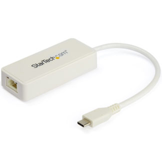 US1GC301AUW<BR>USB Type-C 有線LANアダプタ ホワイト USB-Aポート付属 USB-C-ギガビットEthernet変換NIC<BR>スターテック・ドットコム㈱