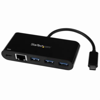 US1GC303APDUSB-C接続ギガビット有線LANアダプタ 3ポートUSB3.0ハブ搭載 USB給電(PD)対応 USB Type-C(オス) - GbE(メス) + 3x USB Type-A(メス)スターテック・ドットコム㈱