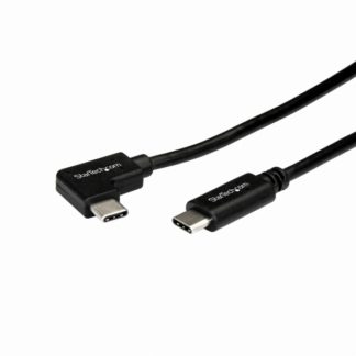 USB2CC1MR<BR>L型USB-Cケーブル 1m USB Type-C(オス/ストレート) - USB Type-C(オス/L型) 逆差し可能 USB 2.0準拠<BR>スターテック・ドットコム㈱