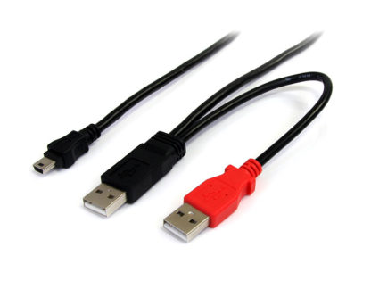 USB2HABMY130cm USB Y字給電ケーブル USB A - mini B(Y型分岐パワーケーブル) 外付けハードディスクに対応スターテック・ドットコム㈱
