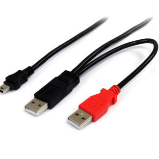 USB2HABMY6<BR>1.8m USB Y字給電ケーブル(USB A - mini B) Y型分岐パワーケーブル 外付けハードディスクに対応<BR>スターテック・ドットコム㈱