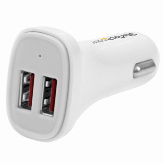 USB2PCARWHS<BR>スマホ/タブレット用2ポートUSB車載充電器 高出力シガーチャージャー 24W/4.8A (2.4A & 2.4A) デュアルポートUSBチャージャー(シガーソケット対応)<BR>スターテック・ドットコム㈱