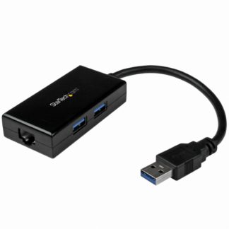 USB31000S2H<BR>USB 3.0 - ギガビットイーサネット有線LANアダプタ USBハブ(2ポート)内蔵 10/100/1000Mbps対応NIC ネイティブドライバ対応(Windows、Mac、Chrome OS)<BR>スターテック・ドットコム㈱