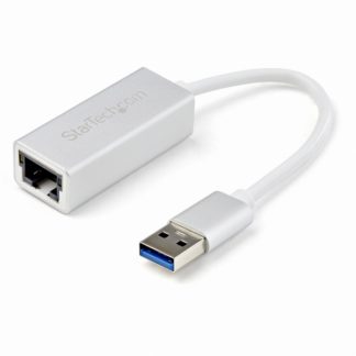 USB31000SA<BR>USB 3.0-ギガビットイーサネット有線LANアダプタ (シルバー) USB 3.0 A (オス) - RJ45 (メス) 10/100/1000Mbps NICネットワークアダプタ<BR>スターテック・ドットコム㈱