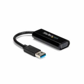 USB32VGAES<BR>スリムタイプ USB 3.0-VGA変換アダプタ 外付けディスプレイ増設アダプタ USB 3.0 A(オス)-VGA 高密度D-Sub15ピン (メス) 1920x1200/ 1080p<BR>スターテック・ドットコム㈱