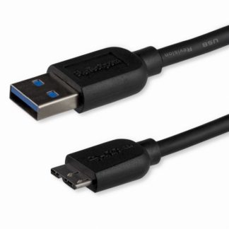 USB3AUB3MS<BR>SuperSpeed USB 3.0 A - Micro B スリムケーブル A オス - マイクロB オス 3m ブラック<BR>スターテック・ドットコム㈱