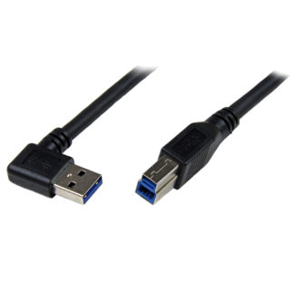 USB3SAB1MRA<BR>1m ブラック SuperSpeed USB 3.0ケーブル 片側L型右向き A - B オス/オス<BR>スターテック・ドットコム㈱