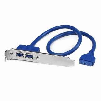 USB3SPLATE<BR>マザーボードピンヘッダー接続USB 3.0 2ポート増設ケーブル PCIブラケット付き 2x USB タイプA メス - IDC 20ピン メス<BR>スターテック・ドットコム㈱