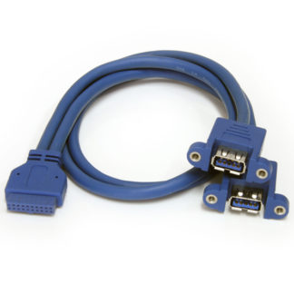 USB3SPNLAFHD<BR>2ポート USB 3.0 パネルマウント型ケーブル 2x USB A メス - 1x IDC 20ピン メス (マザーボードピンヘッダーと接続)<BR>スターテック・ドットコム㈱