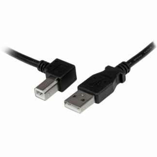 USBAB2ML<BR>2m USB 2.0 ケーブル タイプA (オス) - タイプB/L型左向き (オス) ブラック<BR>スターテック・ドットコム㈱