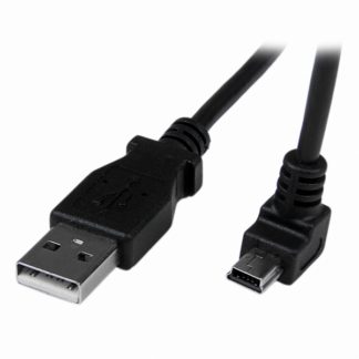 USBAMB2MD<BR>2m USB 2.0 ケーブル タイプA (オス) - ミニB/ L型下向き (オス) ブラック<BR>スターテック・ドットコム㈱