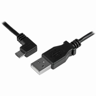 USBAUB2MLA<BR>充電&同期用 Micro USBケーブル 2m L型左向き USB A オス - USBマイクロ オス 24AWG<BR>スターテック・ドットコム㈱