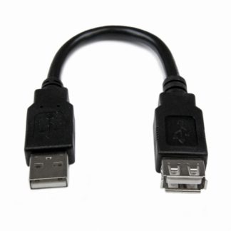 USBEXTAA6IN<BR>15cm USB2.0延長アダプタケーブル USB A(オス)-USB A(メス) ブラック<BR>スターテック・ドットコム㈱