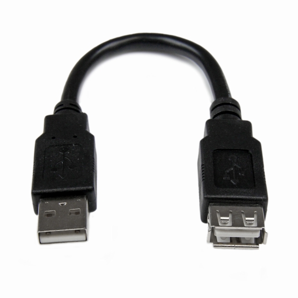 USBEXTAA6IN15cm USB2.0延長アダプタケーブル USB A(オス)-USB A(メス) ブラックスターテック・ドットコム㈱  秋葉電子