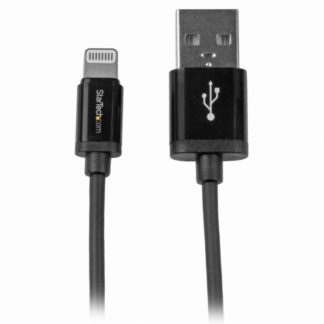 USBLT1MB<BR>1m iPhone/ iPod/ iPad対応Apple Lightning-USBケーブル Apple MFi認証取得 ライトニング 8ピン(オス)-USB A(オス) 充電&同期用ケーブル ブラック<BR>スターテック・ドットコム㈱
