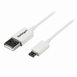 USBPAUB2MW<BR>2m ホワイト micro USB2.0ケーブル USB A(オス)-USB micro-B(オス)変換アダプタ<BR>スターテック・ドットコム㈱