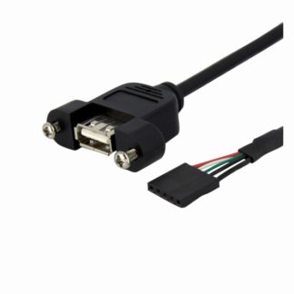 USBPNLAFHD130cm USB 2.0パネルマウント型変換ケーブル USBマザーボードヘッダー(5ピン) メス - パネルマウント用USB Aポート メススターテック・ドットコム㈱
