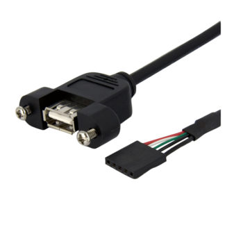 USBPNLAFHD3<BR>91cm USB2.0パネルマウント型USBヘッダピン変換ケーブル USBマザーボードヘッダー(5ピンメス)-パネルマウント用USB Aポート(メス)<BR>スターテック・ドットコム㈱
