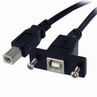 USBPNLBFBM1<BR>30cm USB2.0 パネルマウント型ケーブル パネルマウント用USB Bポート(メス) - USB Bポート(オス)<BR>スターテック・ドットコム㈱
