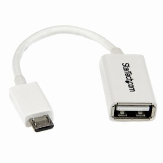 UUSBOTGW12cm Micro USB OTG変換アダプタ ホワイト マイクロUSBホストケーブル USB A メス - USB Micro-B オススターテック・ドットコム㈱