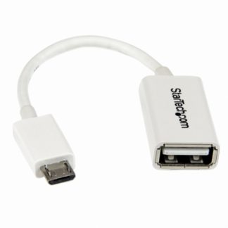 UUSBOTGW<BR>12cm Micro USB OTG変換アダプタ ホワイト マイクロUSBホストケーブル USB A メス - USB Micro-B オス<BR>スターテック・ドットコム㈱