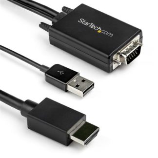 VGA2HDMM2M<BR>VGA - HDMI 変換アダプタケーブル 2m USBオーディオ対応 1920x1080 アナログRGBからHDMIに変換<BR>スターテック・ドットコム㈱