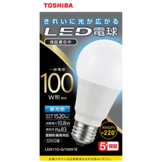 LDA11D-G/100V1E<BR>LED電球 一般電球形 A形E26 全方向220度 100W形相当 昼光色<BR>㈱東芝（家電）