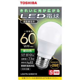 LDA7N-G/60V1E<BR>LED電球 一般電球形 A形E26 全方向260度 60W形相当 昼白色<BR>㈱東芝（家電）