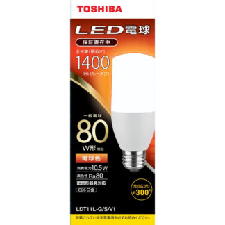 LDT11L-G/S/V1LED電球 T形E26 全方向300度 80W形相当 電球色㈱東芝（家電）