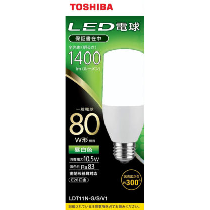 LDT11N-G/S/V1LED電球 T形E26 全方向300度 80W形相当 昼白色㈱東芝（家電）