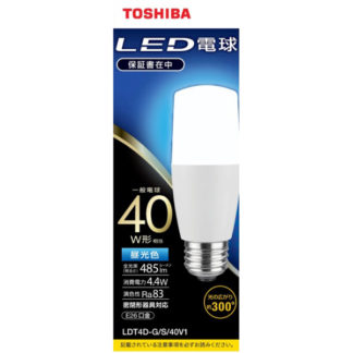 LDT4D-G/S/40V1LED電球 T形E26 全方向300度 40W形相当 昼光色㈱東芝（家電）