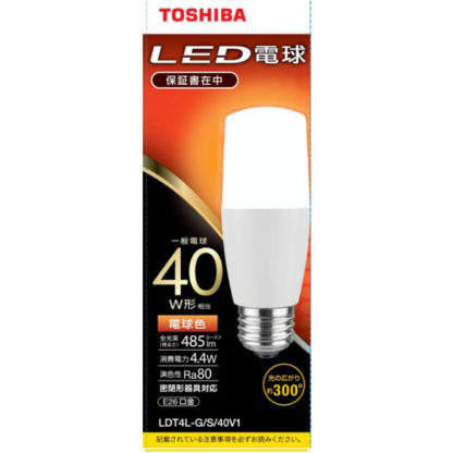 LDT4L-G/S/40V1LED電球 T形E26 全方向300度 40W形相当 電球色㈱東芝（家電）