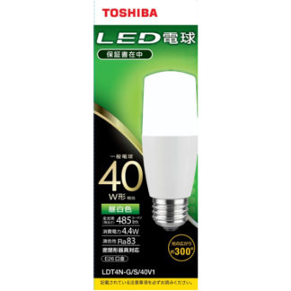 LDT4N-G/S/40V1LED電球 T形E26 全方向300度 40W形相当 昼白色㈱東芝（家電）